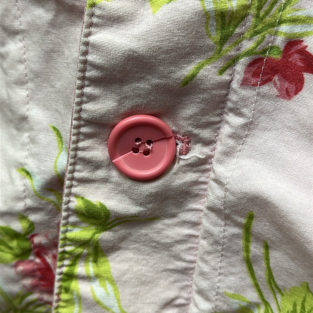 Vintage Pink Floral Reversible Button Flap Pockets Collared Jacket Coat Size XL - Picture 16 of 16